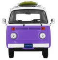 Vintage, Retro, Old-fashioned mini bus van T2 camper with surfboard isolated on white transparent background PNG purple