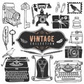 Vintage retro old things collection. Royalty Free Stock Photo