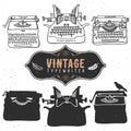 Vintage retro old typewriter collection. Hand drawn Royalty Free Stock Photo