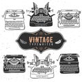 Vintage retro old typewriter collection. Hand drawn vector Royalty Free Stock Photo