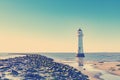 VINTAGE RETRO PHOTO FILTER EFFECT: New Brighton Perch Rock Light House, Merseyside, Birkenhead, The Wirrel, England, UK Royalty Free Stock Photo