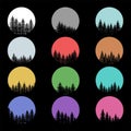 Vintage retro pine tree silhouette set collection Royalty Free Stock Photo