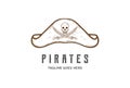 Vintage Retro Pirates Sailor Hat with Sword And Skull Emblem Logo Design Vector