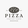 Vintage retro pizza logo vector template