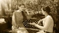 Two girls talking in the park Royalty Free Stock Photo