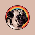 Vintage pug dog concept vector illustration Royalty Free Stock Photo