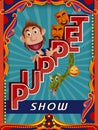 Vintage retro Puppet Show banner poster design