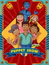 Vintage retro Puppet Show banner poster design Royalty Free Stock Photo