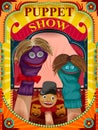 Vintage retro Puppet Show banner poster design Royalty Free Stock Photo