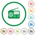 Vintage retro radio flat icons with outlines Royalty Free Stock Photo