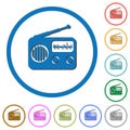 Vintage retro radio icons with shadows and outlines Royalty Free Stock Photo