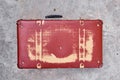 Vintage retro red suitcase, closeup. Old case Royalty Free Stock Photo