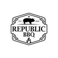 Vintage Retro Rustic BBQ Grill Barbecue Barbeque Label Stamp Logo design vector