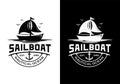 Vintage retro sailboat marine logo design template