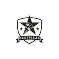 Vintage retro seal emblem logo of pizza and star