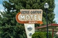 Vintage retro sign for the Bryce Canyon Motel. Lodging has vacancy Royalty Free Stock Photo