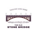 Vintage Retro Silhouette of Old Stone Bridge Logo Design. Brick Bridge Logo