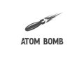 Vintage Retro Sky Flying Atom Or Nuclear Bomb Logo Design Vector Royalty Free Stock Photo