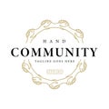 Vintage Retro Star Circular Handshake for Unity Community Charity Foundation Symbol Design template