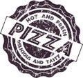 Vintage retro style grungy pizza stamp, isolated vector illustration Royalty Free Stock Photo