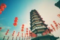 Vintage and retro style pagoda and chinese new year lanterns