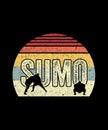 Vintage Retro Sumo Funny Free Hugs Wrestling T-Shirt