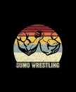 Vintage Retro Sumo Wrestling Funny Free Hugs Wrestling T-Shirt