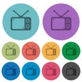 Vintage retro television color darker flat icons