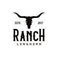 Vintage Retro Texas Longhorn Buffalo Bull Cow cattle for Western Farm Ranch Country logo design Royalty Free Stock Photo
