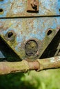 vintage retro tractor rusty details close up