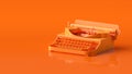 Vintage or Retro Typewriter with orange monochrome and orange background isolated 3d render