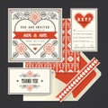 Vintage retro vector Wedding invitation card template