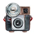 Vintage retro watercolor camera. Perfect for photography logo