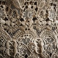 Vintage retro white valencian spanish lace with floral pattern, closeup