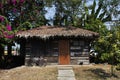 Vintage retro wood hut or wooden cottage with classic bicycle for thai people and foreign traveler rest relax in garden park farm