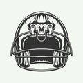 Vintage retro woodcut engraving American football helmet helm protection cap. Can be used like emblem, logo, badge, label. mark,