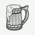 Vintage retro woodcut engraving wooden beer drink mug. Can be used like emblem, logo, badge, label. mark, poster or print. Royalty Free Stock Photo