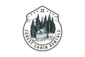 Vintage Retro Wooden Cabin Chalet Lodge with Pine Evergreen Spruce Badge Emblem Label Logo