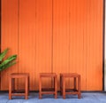 Vintage retro wooden door store front. Home interior architectural design, plain tropical dark brown textured wood panel board Royalty Free Stock Photo