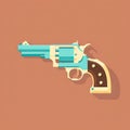 Vintage Revolver Flat Icon, Wild West Handgun, Retro Weapon, Cowboy Gun