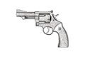 Vintage revolver sketch hand drawn in doodle style. Vector illustration design Royalty Free Stock Photo