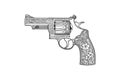 Vintage revolver sketch hand drawn in doodle style. Vector illustration design Royalty Free Stock Photo