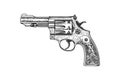 Vintage revolver sketch hand drawn in doodle style. Vector illustration design Royalty Free Stock Photo