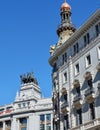 Vintage rich buildings downtown on Alcala street, Madrid, Spain