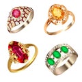 Vintage ring set with precious stones