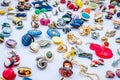 Vintage rings and earrings on the flea market