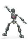 Vintage robot cartoon dancing in white background Royalty Free Stock Photo