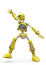 Vintage robot cartoon dancing in white background Royalty Free Stock Photo