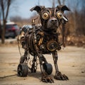 Vintage robot made of metal and plastic in the form of a dog Royalty Free Stock Photo