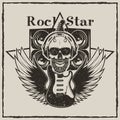 Vintage rock star vector grunge illustration Royalty Free Stock Photo